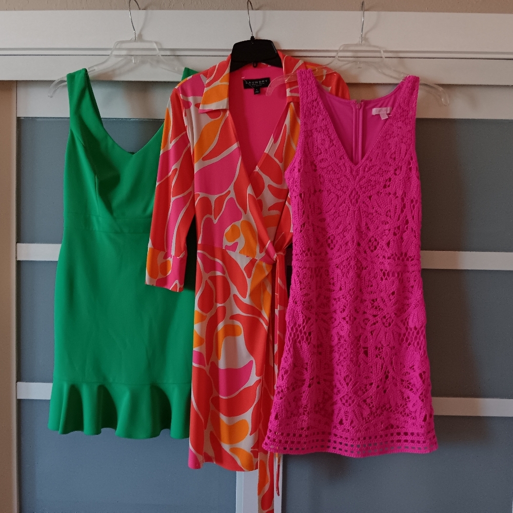 6 Beautiful Dresses. Ranging ftom size small to medium.  Excellent condition!